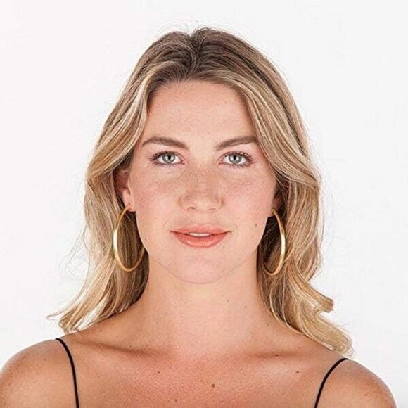 Sheila Fajl Everybody's Favorite Large 2.5" Hoop Earrings Brush Gold Plated NEW - Picture 4 of 5